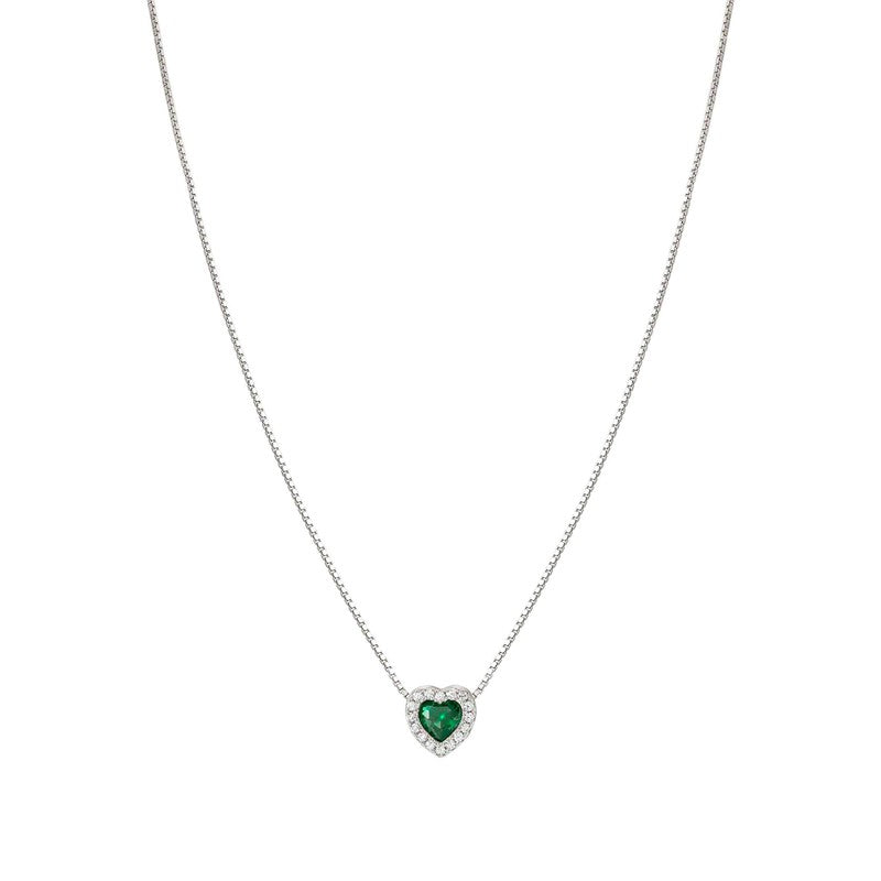 Nomination All My Love Necklace, Heart, Green Cubic Zirconia , Silver