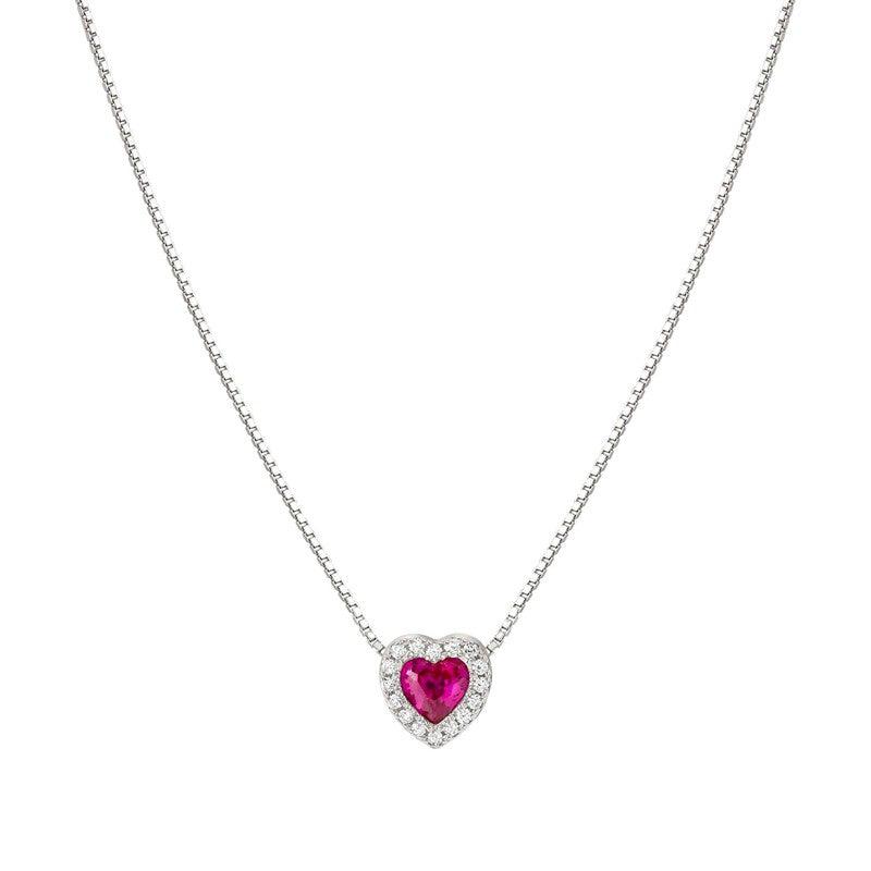Nomination All My Love Necklace, Heart, Red Cubic Zirconia, Silver
