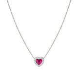Nomination All My Love Necklace, Heart, Red Cubic Zirconia, Silver