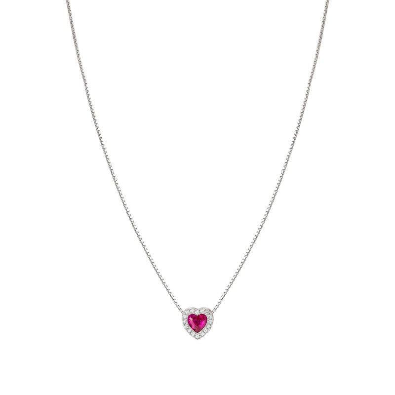 Nomination All My Love Necklace, Heart, Red Cubic Zirconia, Silver