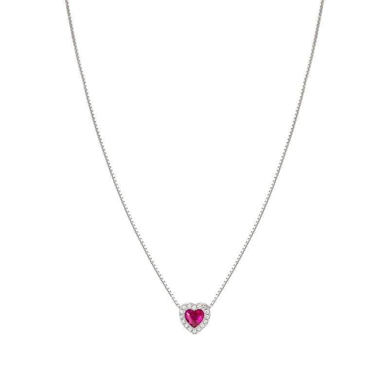 Nomination All My Love Necklace, Heart, Red Cubic Zirconia, Silver