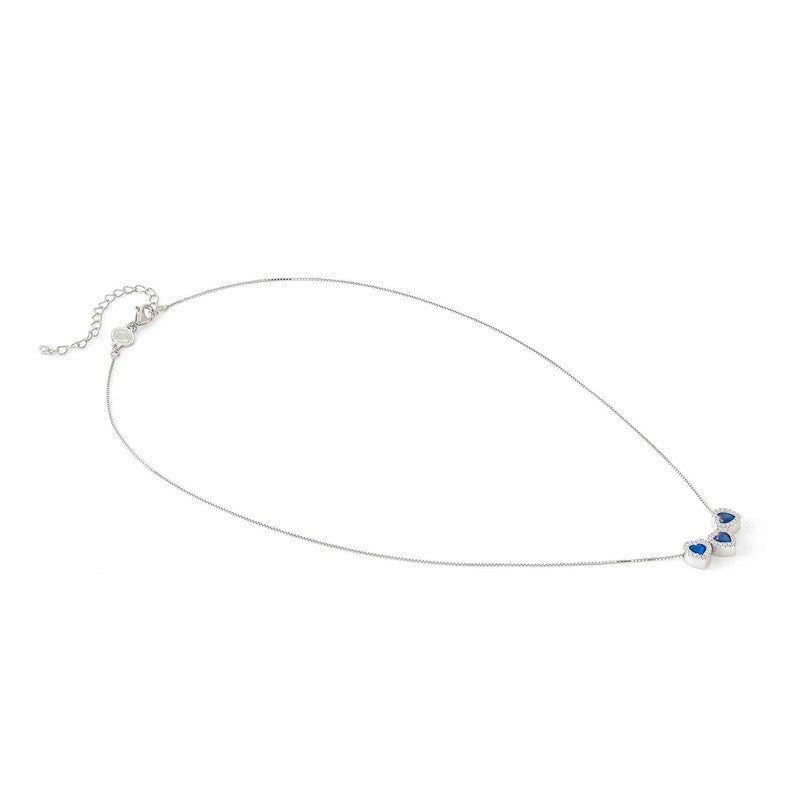 Nomination All My Love Necklace, Triple Heart, Blue Cubic Zirconia , Silver