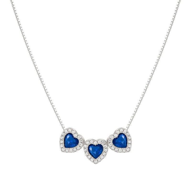 Nomination All My Love Necklace, Triple Heart, Blue Cubic Zirconia , Silver