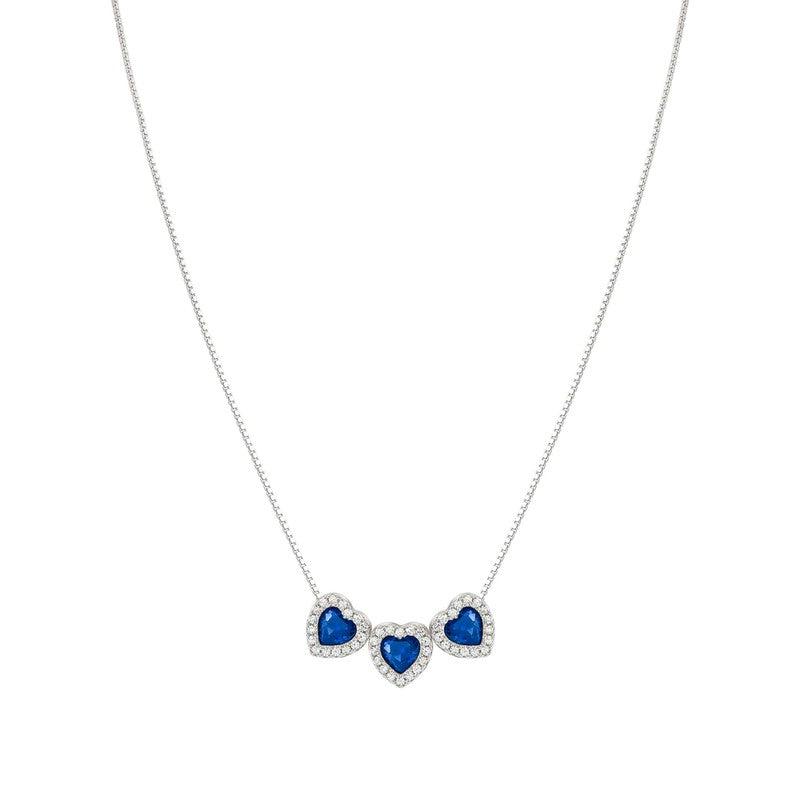 Nomination All My Love Necklace, Triple Heart, Blue Cubic Zirconia , Silver