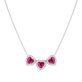 Nomination All My Love Necklace, Triple Heart, Red Cubic Zirconia , Silver