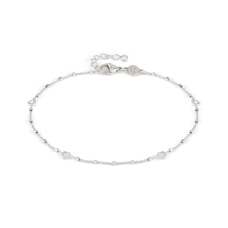 Nomination Anklets, Hearts, White Cubic Zirconia, Silver