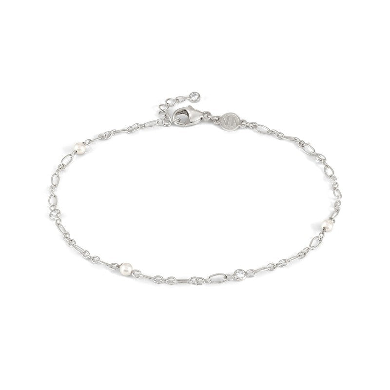 Nomination Anklets, Pearl Stone, White Cubic Zirconia, Silver