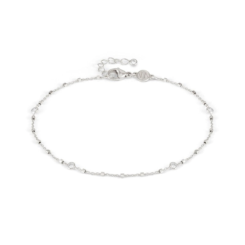 Nomination Anklets, Round, White Cubic Zirconia, Silver