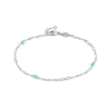 Nomination Anklets, Turquoise Stone, White Cubic Zirconia, Silver