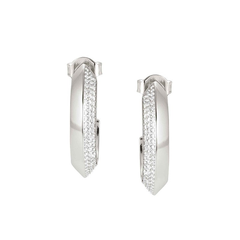 Nomination Aurea Hoop Earrings, White Cubic Zirconia, Silver