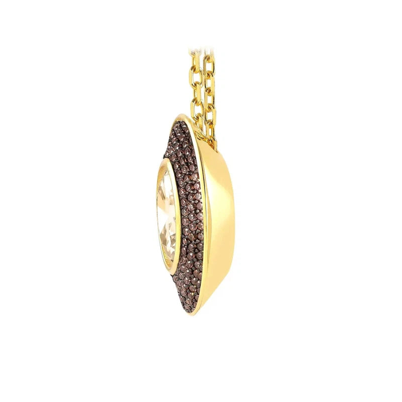 Nomination Aurea Necklace, Champagne And Coffee Cubic Zirconia, 24K Gold