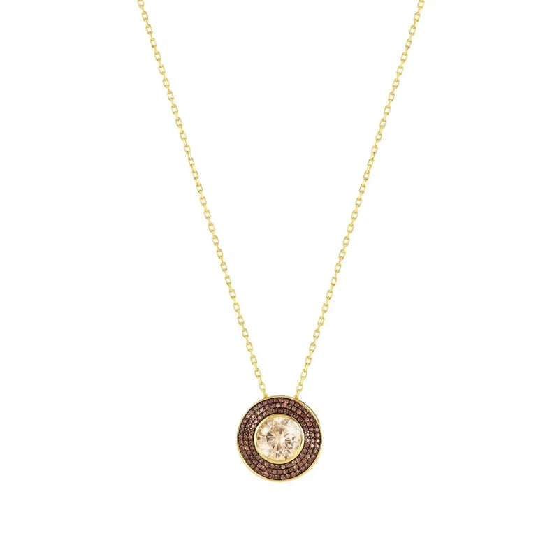 Nomination Aurea Necklace, Champagne And Coffee Cubic Zirconia, 24K Gold