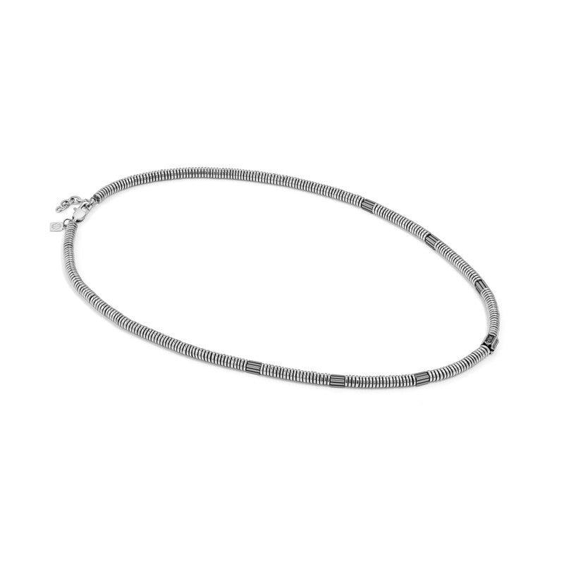 Nomination B-Yond Necklace, Hyper Edition, Washer Link Chain, Black Cubic Zirconia, Silver, Stainless Steel