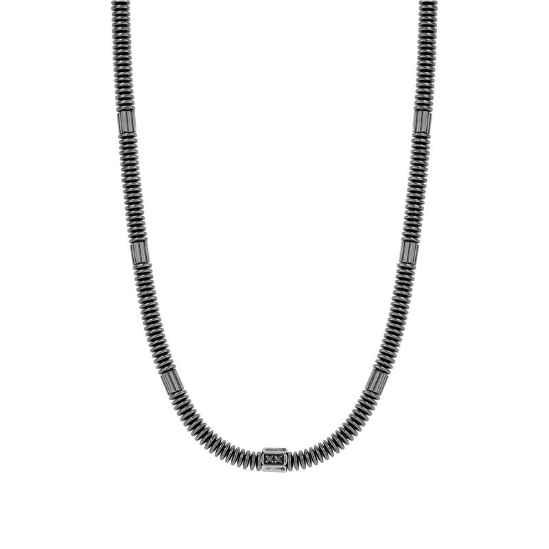 Nomination B-Yond Necklace, Hyper Edition, Washer Link Chain, Black Cubic Zirconia, Vintage Black PVD, Stainless Steel