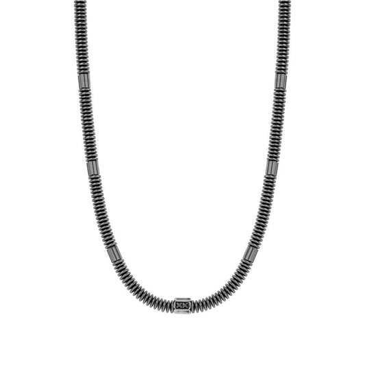 Nomination B-Yond Necklace, Hyper Edition, Washer Link Chain, Black Cubic Zirconia, Vintage Black PVD, Stainless Steel