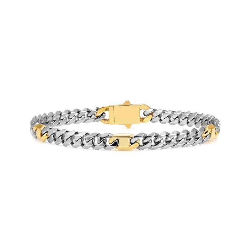 Nomination Bold Steel Curb Bracelet with PVD, Steel and Yellow Gold