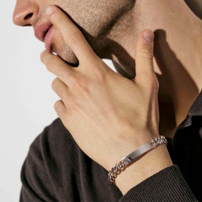 Nomination Bold Steel Engravable Plate Bracelet - angle