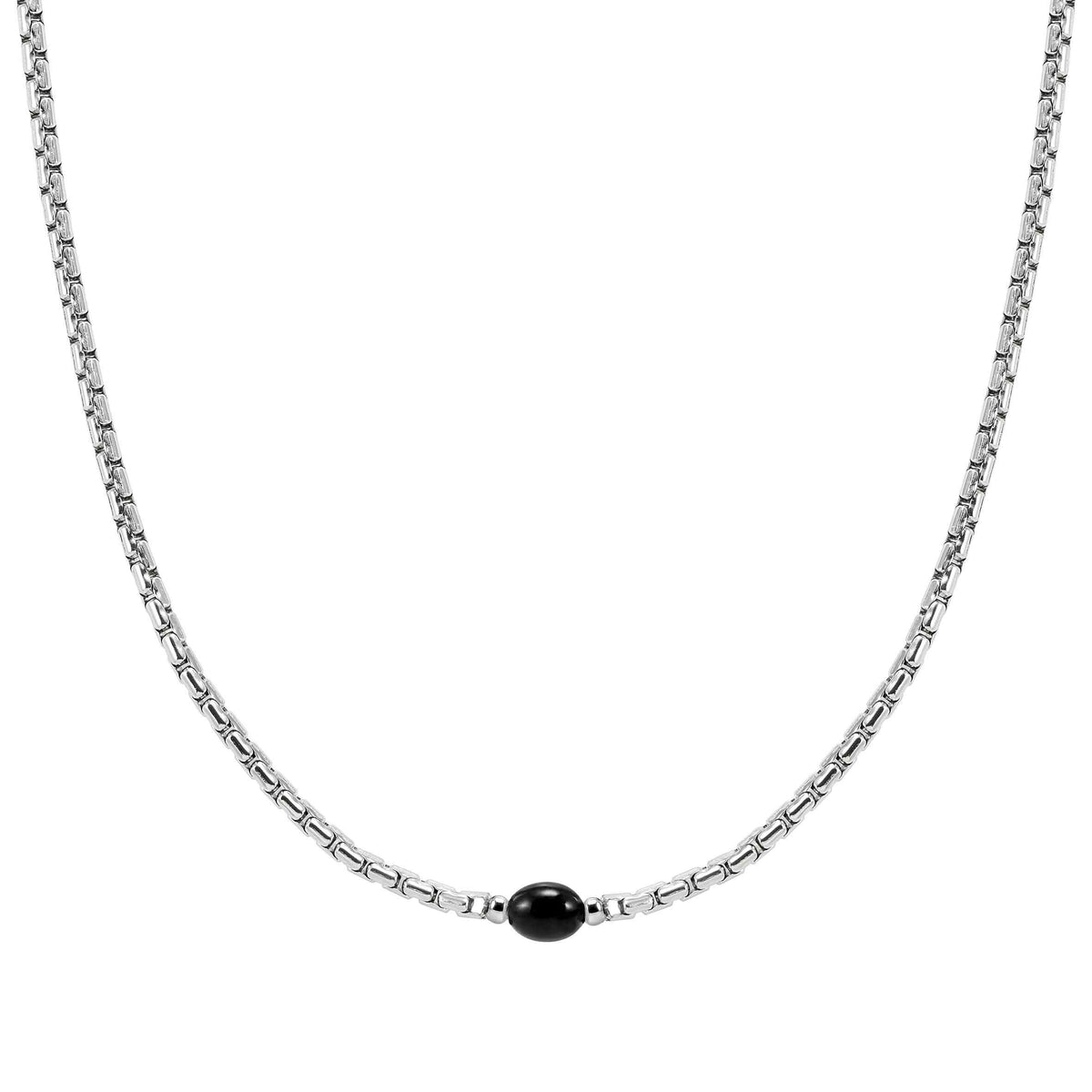 Nomination Bold Steel necklace with black agate stone