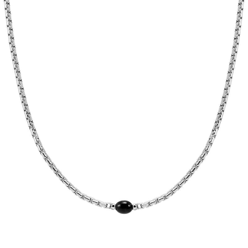 Nomination Bold Steel necklace with black agate stone