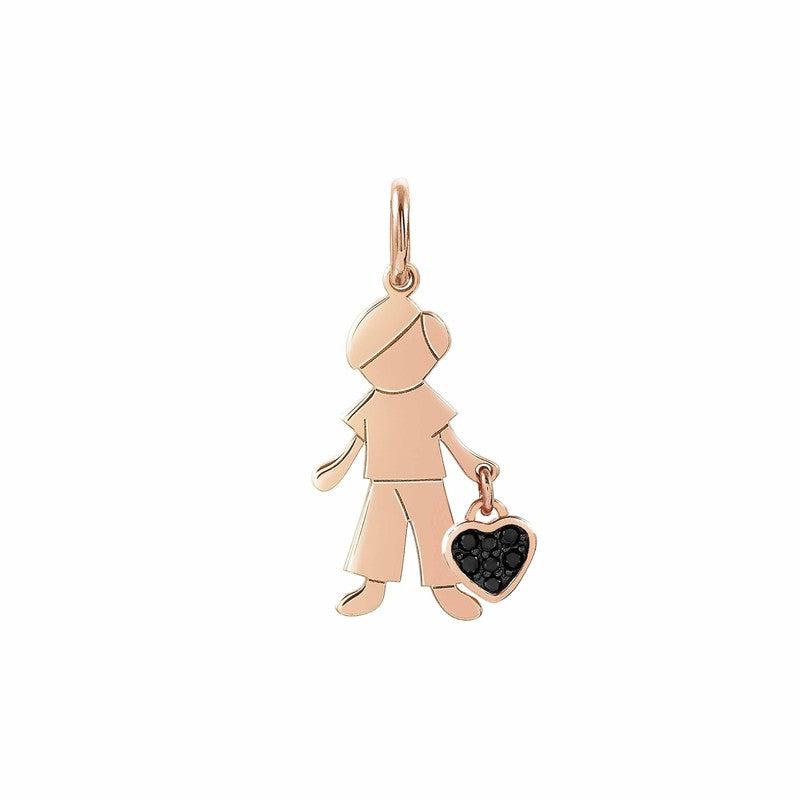 Nomination Boy Charm With Heart, 22K Rose Gold Plated