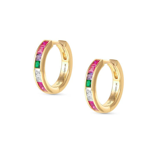 Nomination Carismatica Earrings, Hoop, Multicolour Cubic Zirconia, 18K Gold
