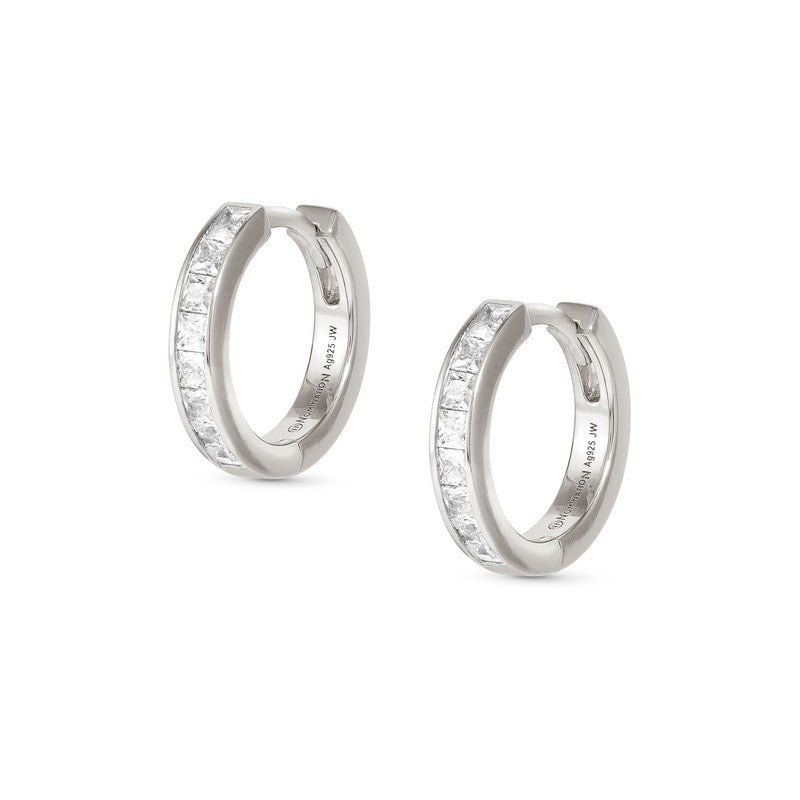 Nomination Carismatica Earrings, Hoop, White Cubic Zirconia, Silver