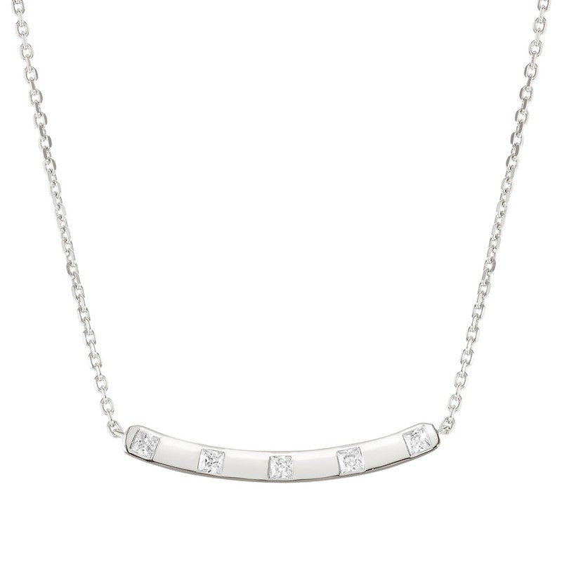 Nomination Carismatica Necklace, Bar, White Cubic Zirconia, Silver
