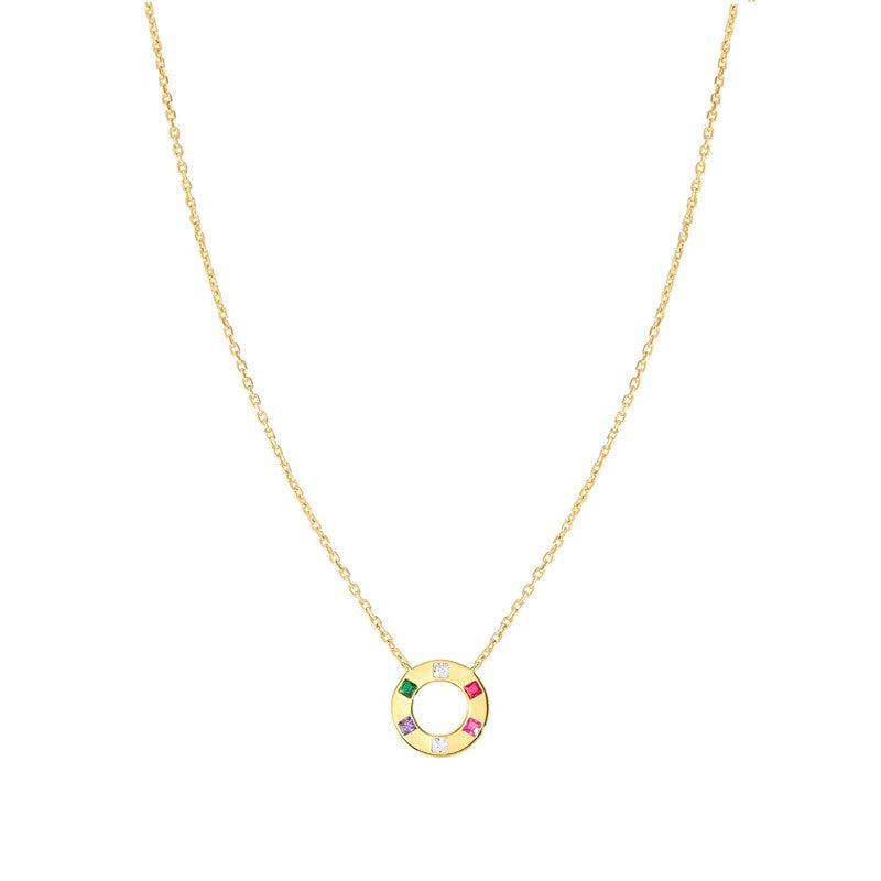 Nomination Carismatica Necklace, Circle, Multicolour Cubic Zirconia, 18K Gold