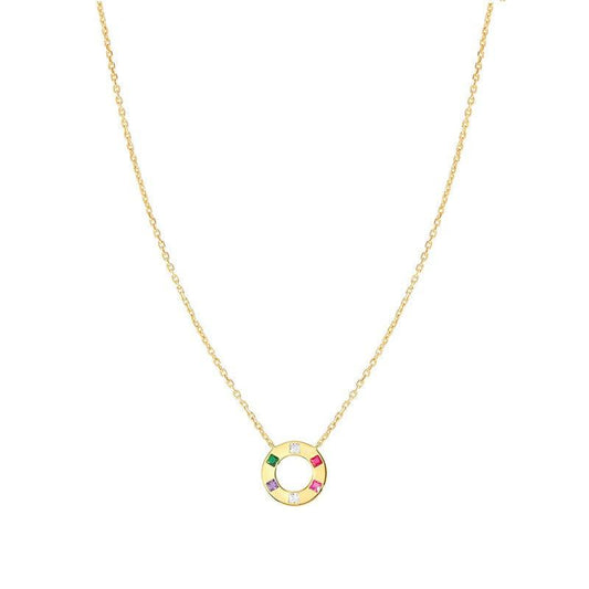 Nomination Carismatica Necklace, Circle, Multicolour Cubic Zirconia, 18K Gold