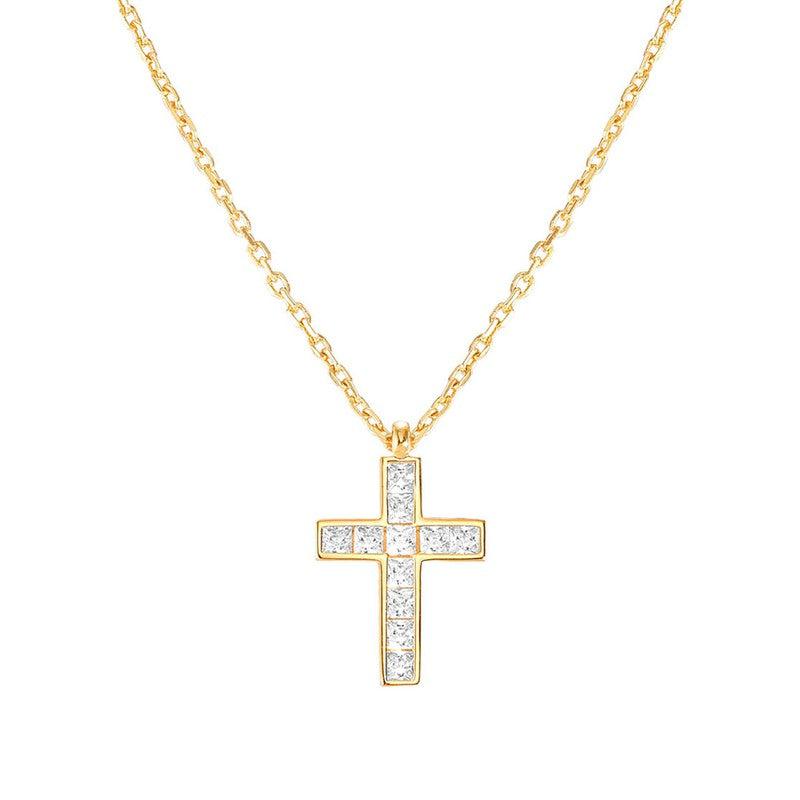 Nomination Carismatica Necklace, Large Cross, White Cubic Zirconia, 18K Gold