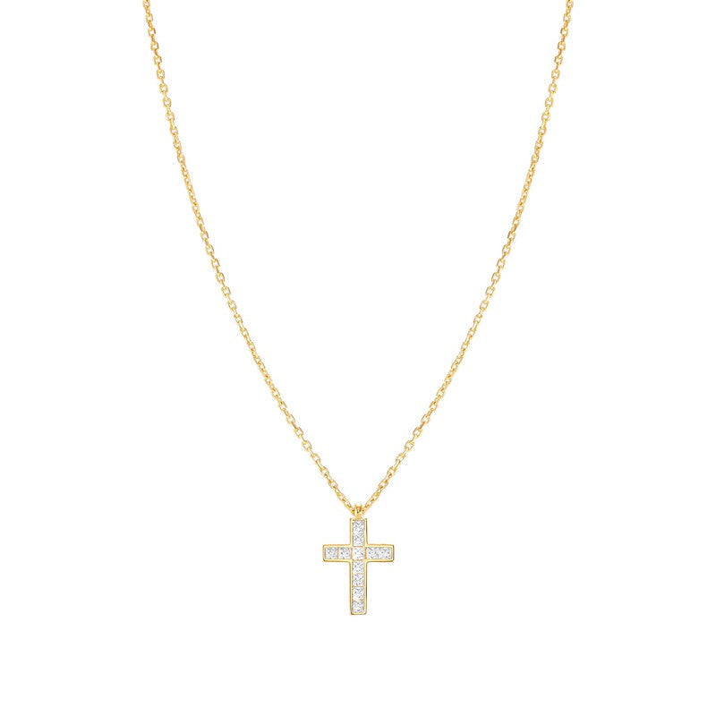 Nomination Carismatica Necklace, Large Cross, White Cubic Zirconia, 18K Gold