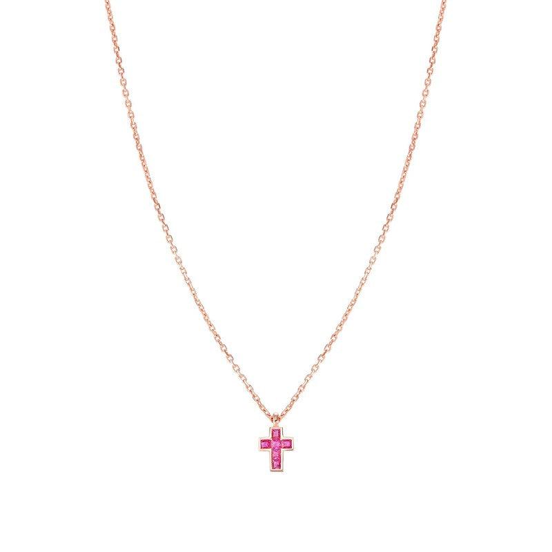 Nomination Carismatica Necklace, Rose Gold Cross & Pink Stones