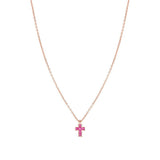 Nomination Carismatica Necklace, Rose Gold Cross & Pink Stones