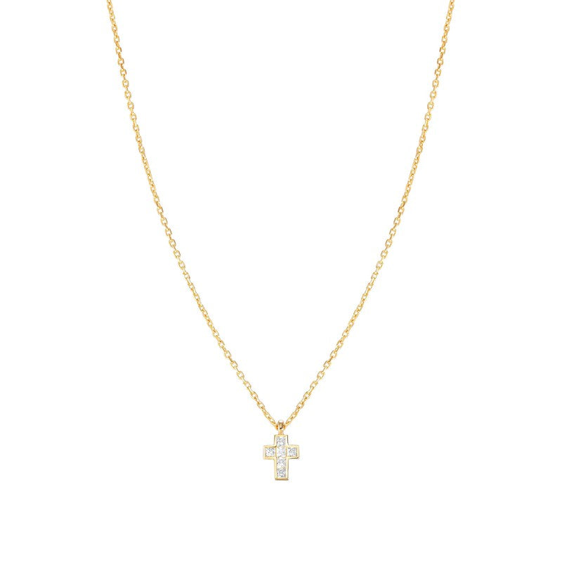Nomination Carismatica Necklace, Small Cross, White Cubic Zirconia, 18K Gold