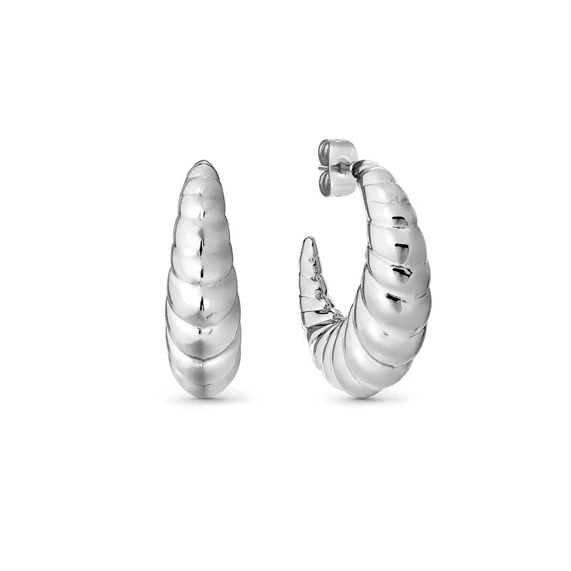 Nomination Chic Puffy Croissant Silver Hoop Earrings