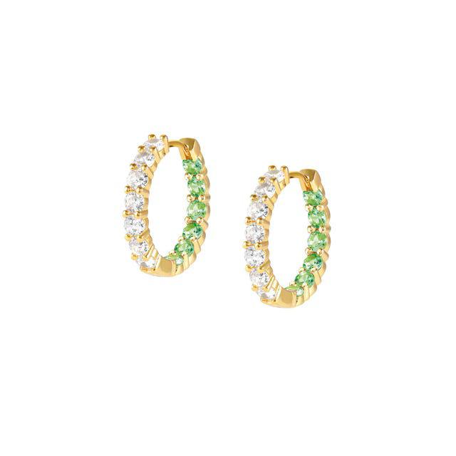 Nomination Chic&Charm Earrings, Hoop, White & Green Cubic Zirconia, Gold