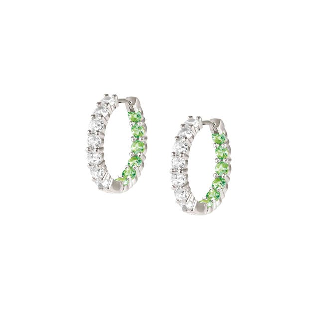 Nomination Chic&Charm Earrings, Hoop, White & Green Cubic Zirconia, Sterling Silver