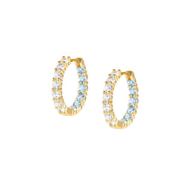 Nomination Chic&Charm Earrings, Hoop, White & Light Blue Cubic Zirconia, Gold