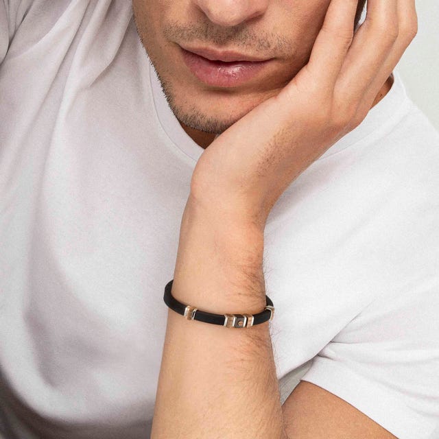 Nomination City Bracelet, Rubber, Yellow Gold, Stainless Steel