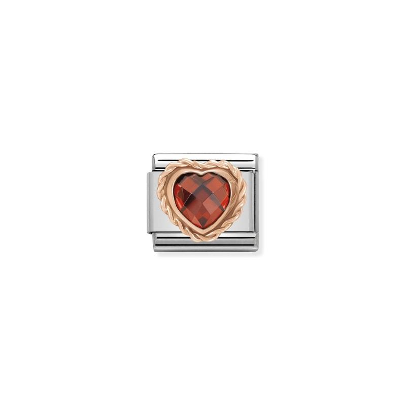 Nomination Classic Red CZ Heart Link