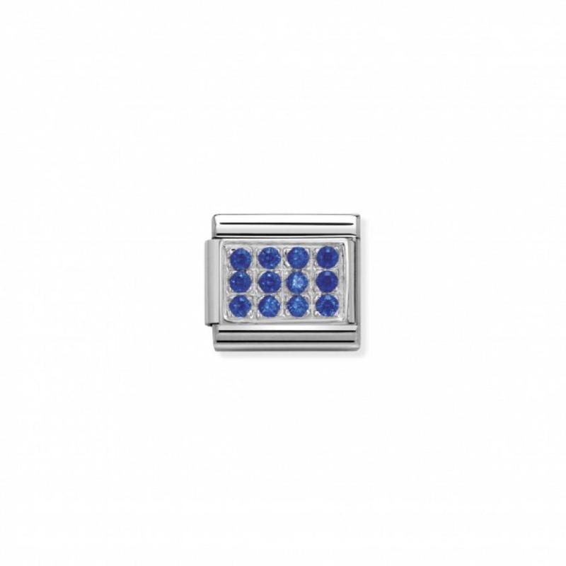 Nomination Classic Silver And Blue Stones Link