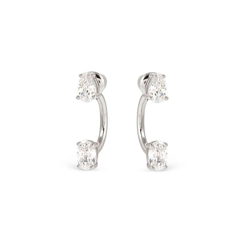Nomination Colour Wave Aurora Ed. Silver Ear Jackets, White CZ