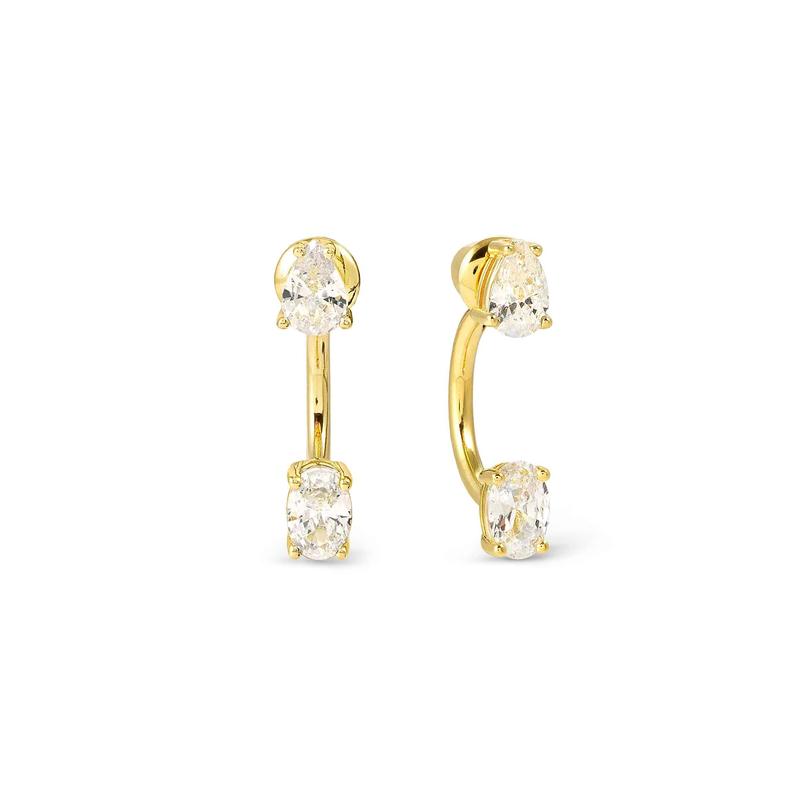 Nomination Colour Wave Aurora Silver Ear Jackets with Dazzling White Cubic Zirconia
