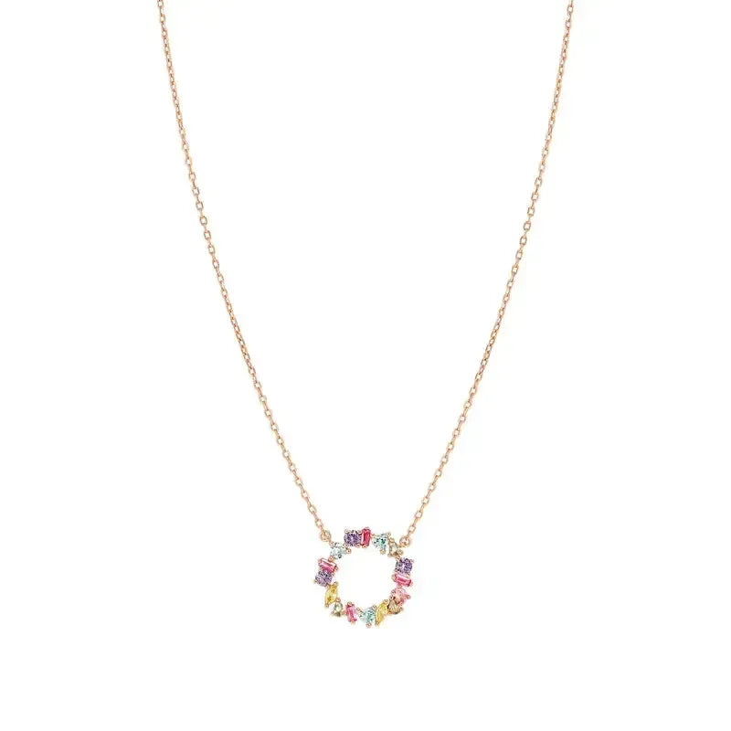 Nomination Colour Wave Circle Rose Gold Necklace with Coloured stones