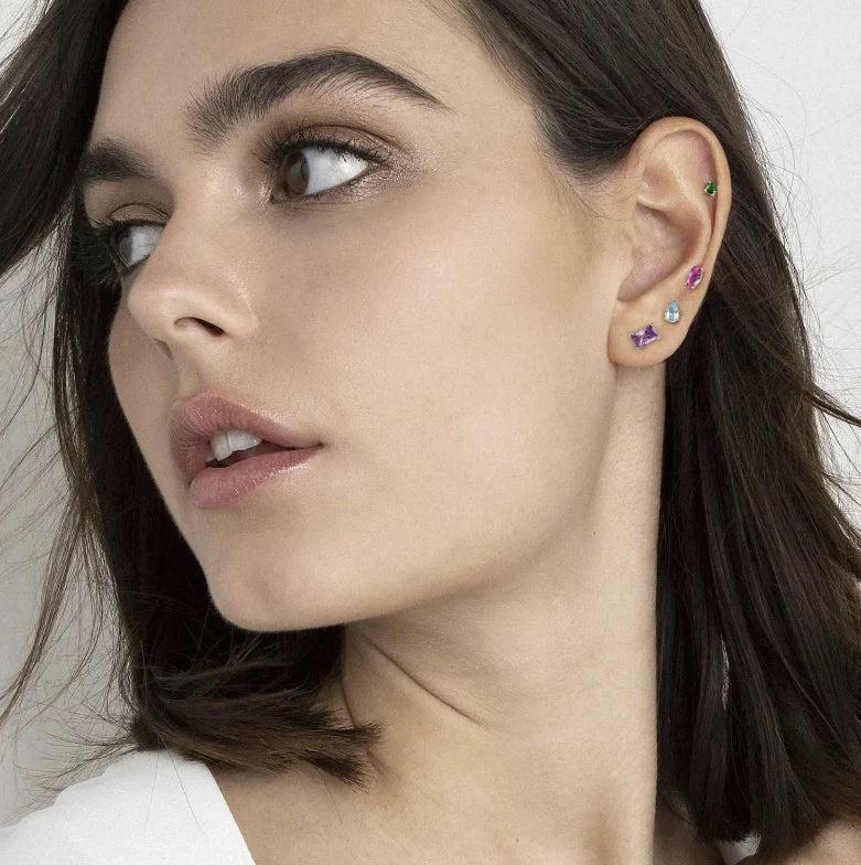 Nomination Colour Wave Earrings, Set Of 5, Multicolour Cubic Zirconia, 22K Rose Gold
