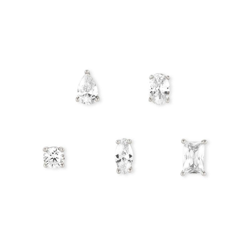 Nomination Colour Wave Earrings, Set Of 5, White Cubic Zirconia, Silver
