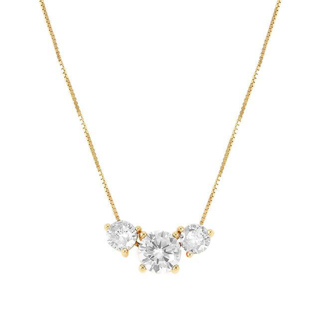 Nomination Colour Wave Necklace, 3 White Cubic Zirconia, 24K Gold