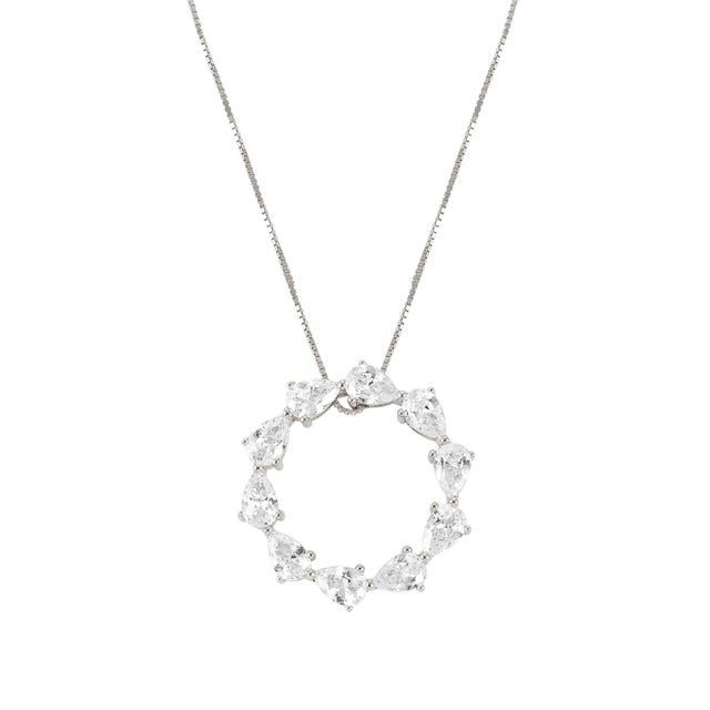 Nomination Colour Wave Necklace, Circular Pendant, White Cubic Zirconia, Silver
