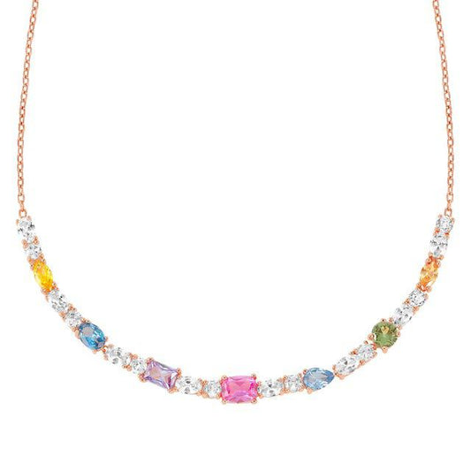 Nomination Colour Wave Necklace, Multicolour Cubic Zirconia, 22K Rose Gold
