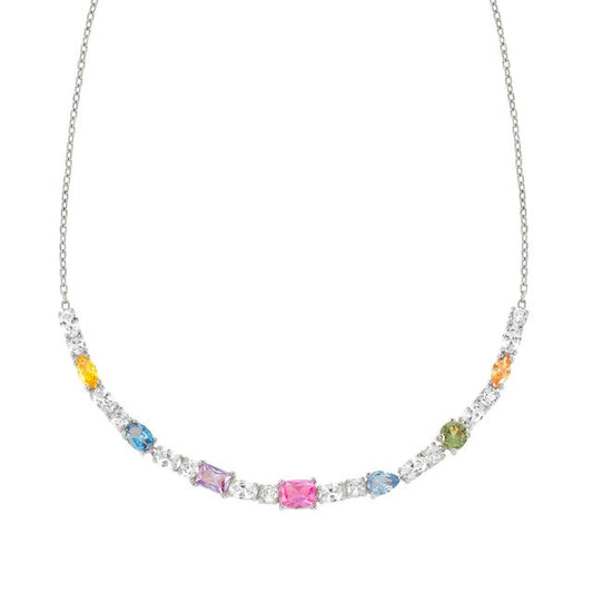 Nomination Colour Wave Necklace, Multicolour Cubic Zirconia, Silver